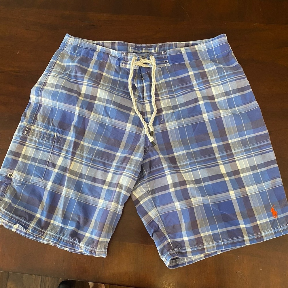 POLO RALPH LAUREN‎ Plaid Swim Trunks Mens 34 SHELTER ISLAND Royal Prep PLAID